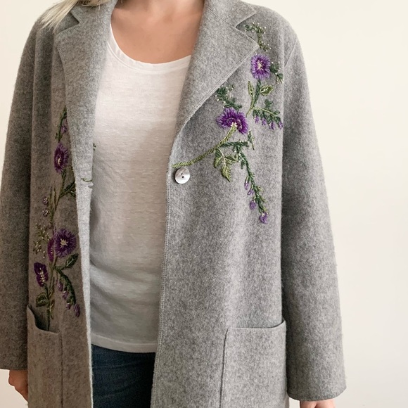 SOLD!Vintage Rickie Freeman for Teri Jon Grey Coat - Picture 3 of 14